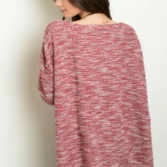 Boho Chic Extra Wide Burgundy O-Neck Sweater - Picture 2 of 2